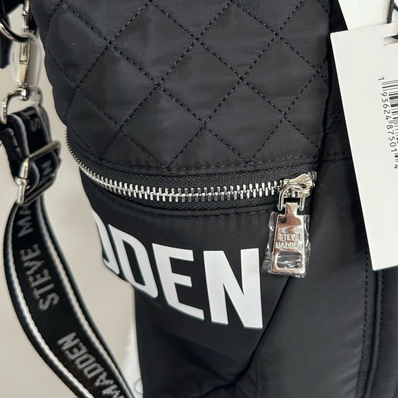 Steve Madden Black Quilted Tote with Logo Straps NWT - Picture 9 of 9